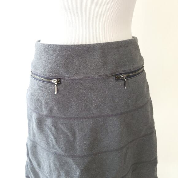 Athleta Strata Skirt A-Line Gray Cotton Zip Pockets Elastic Waist XS - Picture 5 of 12